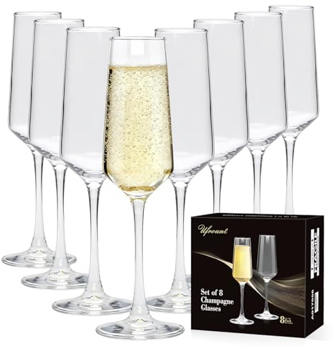 Ufrount Champagnergläser, elegantes 237 ml, 8 Stück
