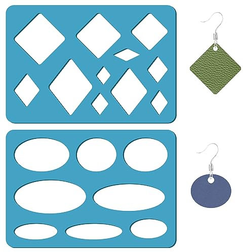 GORGECRAFT 2 Stile Geometrische Ohrringe Schablone Ovale Schablonen Vorlagen Wiederverwendbar Diamant-Acryl-Schneidschablone Für Armbänder Ohrringe Schmuckherstellung DIY-Handwerk Leinwand 9x13cm