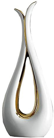 BURLOE Moderne Blumenvase Weiß Vase, Kreative Vase Elegante Wohnung Deko Einfache Keramik Vase Für Pampasgras Und Blumen Große Dekoration Für Die Wohnung,Weiß,S