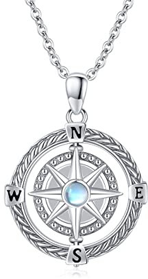 YueYuan Kompass Halskette für Frauen 925 Sterling Silber Damen Kompass Anhänger Inspirierender Kompass Schmuck Geschenke zu Weihnachten, Abschluss, Geburtstag