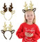 Rentier Geweih Haarreif Weihnachten, 2 Stück Kopfschmuck Reh Kostüm Weihnachts Hirschgeweih Haarband mit Ohren Haarschmuck für Kinder, Elch Stirnband Kopfbedeckung Fasching Karneval Weihnachtsdeko