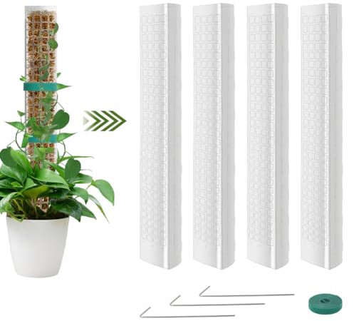 Vicloon Moss Pole, 4Pcs Varillas de Musgo Viene, 24 Pulgadas Palo de Musgo de Plástico, Transparente Tutores para Plantas, Estacas de Madera para Plantas Trepadoras, Monsteras y Musgos