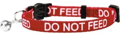 LARRYROO Cat Collar With DO NOT FEED Print - Soft Nylon & Safety Release Buckle (Red)