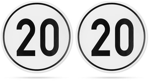 Aufkleber Set Geschwindigkeit mit 20 KM/H, 2 Stück, Ø 20 cm, selbstklebende Folie, außenklebend, Tempo Klebesticker für Anhänger, LKW, Bus, Landmaschine, Wohnwagen, Geschwindigkeitsaufkleber KFZ Set