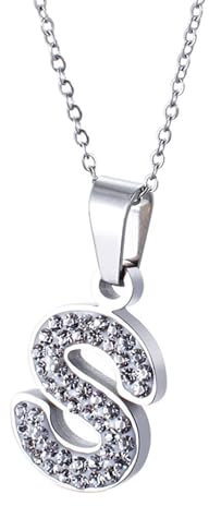 Homxi Damen Halskette Anhänger Silber,Kette Damen Edelstahl mit Anhänger Buchstabe S mit Zirkonia Anhänger Halskette Silber