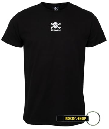 FC St. Pauli T-Shirt Totenkopf Klein Basic Schwarz + RocknShop Flaschenöffner