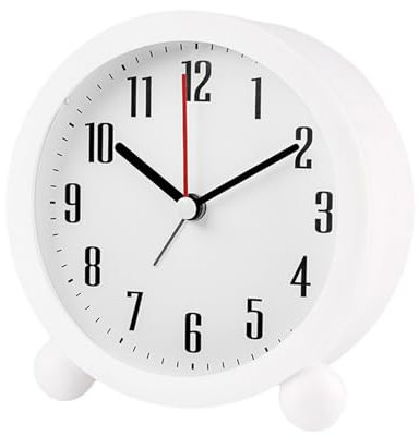GERUI Leise Ohne Ticken Klassischer Reisewecker, Analog Seniorenwecker mit Nachtlicht,Batteriebetrieben, Lautlos Nachttisch Tischuhr(<20dB), Nachtlicht,Kinder Tragbarer Wecker für Büro, Reisen (weiß)