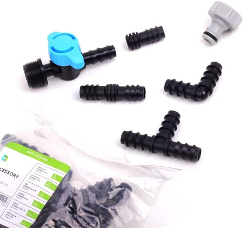 Tropfrohr Verbindungs Set 37-teilig für Bewässerungssysteme 16mm (1/2 Zoll) Bewässerung Anschluss Kit für Schläuche Schlauchverbinder Perlschlauch zubehör Stecksystem