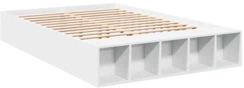 vidaXL Bettgestell, Bett mit Stauraum für Schlafzimmer, Bettrahmen mit Lattenrost, Schlafzimmerbett Doppelbett, Weiß 140x190cm Holzwerkstoff