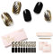 NAILOG Semi Cured Gel Nail Strips (20Pcs Extra Long Stickers/Wraps) | Glossy & Long Lasting Soft Gel Finishing | Golden Leaves