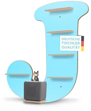 MilaCasa Tonibox Wandhalterung mit Buchstabe (A - Z) - Wandregal für Toni - Tonibox Regal Kinderzimmer-Buchstabe - Kinder Regal - Tischlereiqualität aus Deutschland