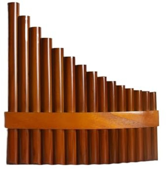 Panflöte aus Kunststoff Traditionelles Volksinstrument 15-Pfeifen-Bernsteingelbe Panflöte C-Tonart G-Tonart-Einstiegsmodell(15-pipe G key right hand bass)