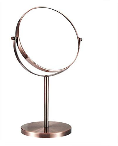 KOHARA Schminkspiegel für den Schreibtisch, zweiseitiger Kosmetikspiegel, 3-fache Vergrößerung, 360 ° schwenkbarer Badezimmerspiegel, Rotbronze