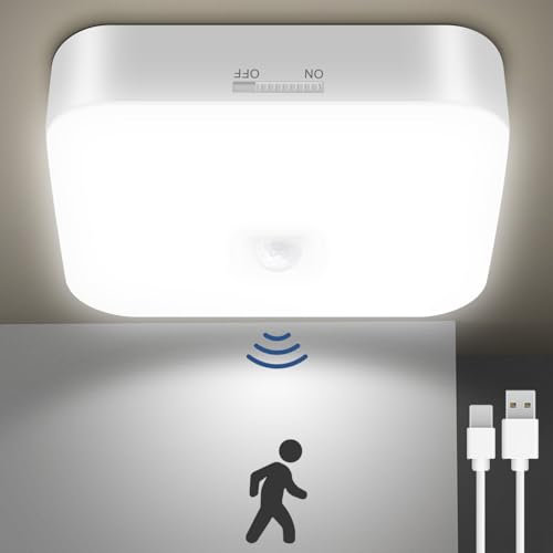 Toowell 10000mAh Schranklicht mit Bewegungsmelder Akku Lampe mit Bewegungsmelder Innen Batteriebetriebene Deckenleuchte LED Deckenlampe Akku Licht Batterie Leuchte für Garage Keller Badzimmer