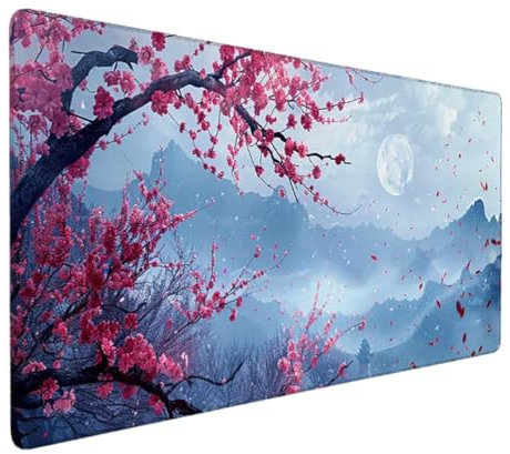Mauspad, Große Schreibtisch Matte, Anime Gaming Tastatur Matte, Rutschfeste Gummibasis, Großer Erweiterter Schreibtisch Schutz Für Home Office 80 x 40cm (Rosa Landschaft)Ergonomisches Mauspad XXL 2-RZ