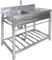 Lavabo de acero inoxidable con mesa de trabajo, estación de preparación de cocina, fregadero comercial para restaurante, independiente con soporte para lavarropas, para patio trasero, lavandería