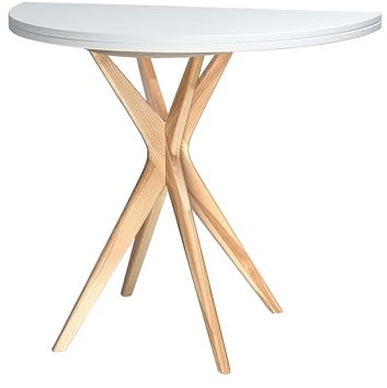 Ragaba Table Ronde Demi Lune Extensible 90cm Blanc