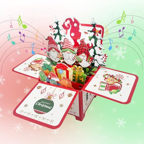 3D Weihnachtskarte Pop Up Karte, Christmas Cards Mit Lichtern Und Musik, Weihnachtskarten Lustig Mit Einem Umschlag,einem Leeren Zettel, Frohe Weihnachten Karte Für Kinder,Freundin (B)
