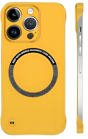 Ultra Thin Hard Pc Magnetic Frameless Case for iPhone, Frameless Magnetic Series Designed for iPhone Case, Frameless Matte Ultra Thin Magnetic Case (for iPhone 12 Pro Max,Yellow)