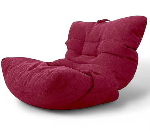Aiire Relaxo Sitzsack XXL für Kuschelecke - Bean Bag Design mit Füllung - Riesen Sitzsäcke Erwachsene, Sitz Sack Flauschig - Bodenkissen Grob, Bodenstuhl, Bodensessel Rot