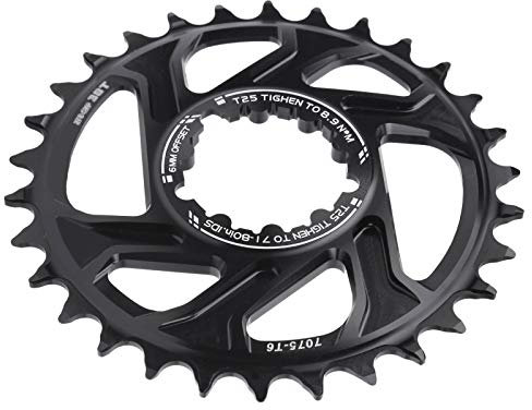 SUNGOOYUE Snail Fahrradkettenblatt 6 Mm Einring-Kurbelgarnitur Hochwertiges Mountainbike-Zubehör aus Aluminiumlegierung Schwarz (30T)