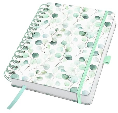 Sigel JN656 Spiralblock A5 blanko, Notizblock Bullet Journal Jolie, stärkeres 120 g Papier, Eucalyptus Day, 240 Seiten, vegan, aus nachhaltigem Papier hergestellt