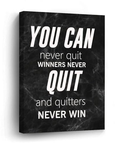 DreamAutumn Wandkunst-Leinwand, 20,3 x 25,4 cm, You Can Never Quit Winners Never Quit And Quitters Never Win, Leinwandkunst, Heimbüro, Wanddekoration, Kunstdrucke für Bett, Esszimmer, moderne