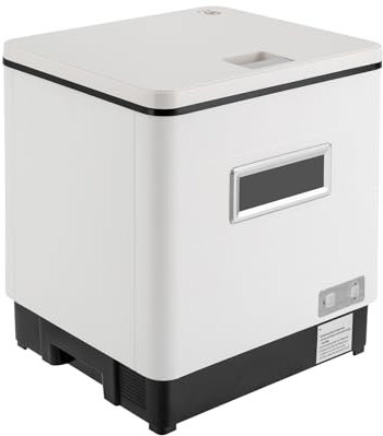 Mermajestic Mini-Geschirrspüler (mit Wasseranschluss) inkl. Schlauch, leiser Auftisch-Geschirrspüler, kleine Küche, geräuscharm, Großraum-Geschirrspüler mit Überlaufschutz Schwarz Weiß