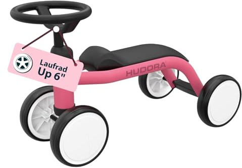HUDORA Laufrad Up 6 Zoll in versch. Farben - Leichtes Lauflernrad - Gleichgewichtsrad mit hoher Kippstabilität - Lauflernspielzeug für Kinder - Kinderspielzeug mit 4 Rädern - Rutscherfahrzeug