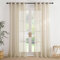 PONY DANCE Stores Gardinen mit Ösen Wohnzimmer Vorhang Transparent Gardienen 2-Set H 245 x B 140 cm Voile Gardine Leinenoptik Vorhänge Durchlässig Ösenvorhang, Khaki
