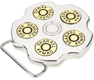 EMSea 1pc Bullet Spinner Metal Belt Buckle 7x7cm 38-40mm Bullet Revolver Zinc Alloy Rotatable Belt Buckle