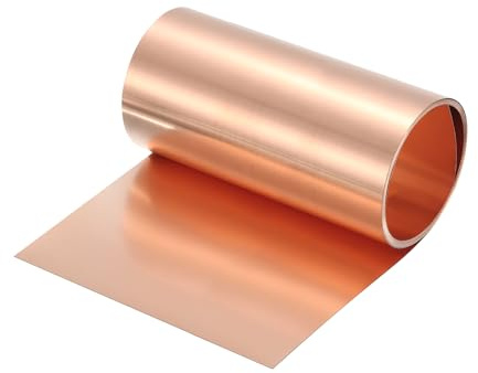 sourcing map Copper Sheet Roll 2500mm x 150mm x 0.03mm, 6 x 8.2ft 38 Gauge 99.9% Pure Copper Flashing Strip Metal Foil Plate for Electricity DIY Projects (Multiple Sizes)