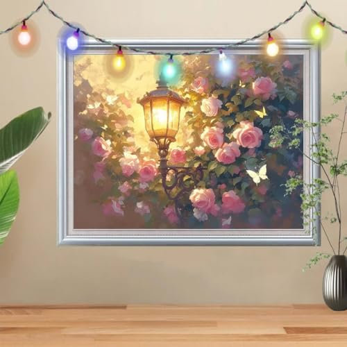 5D Diamond Painting,Diamant Painting Bilder Lampe,Rose Full Mosaic Making für Kinder,DIY Diamond Painting Erwachsene groß (133x100cm),Cross Stitch Diamant Painting Bilder für Home Decor 56E-609