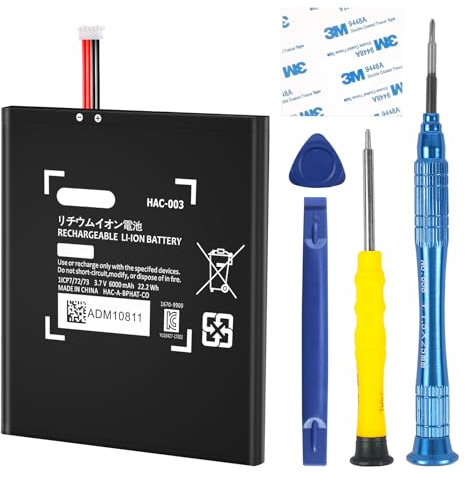 HAC-003 Battery Replacement 6000mAh Compatible for Nintendo Switch 2017 Game Console HAC-001 Battery with Repair Tool Kit