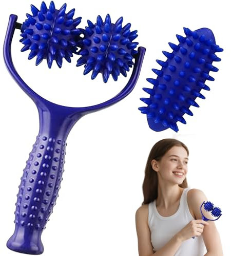 Rouleau de massage avec poignées, Massage Boule Masseur Boule Fascia Rouleau de Massage Interchangeable avec 1 longue balle pour jambes, dos, bras, muscles, douleurs musculaires