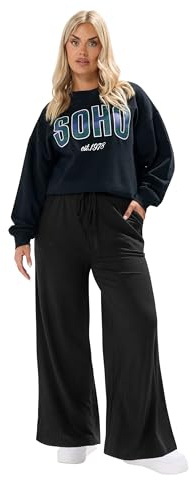 Yours Curve Ribbed Wide Leg Trousers - Women's - Plus Size Curve