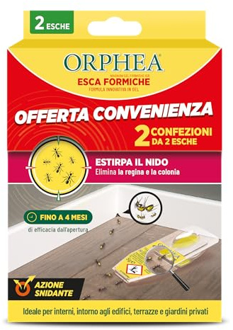 Orphea Protezione Casa Esca per Formiche Bipack – Innovativa formulazione in Gel – Rimuove Le infestazioni di formiche – Durata Fino a 4 Mesi dall’Apertura della Confezione