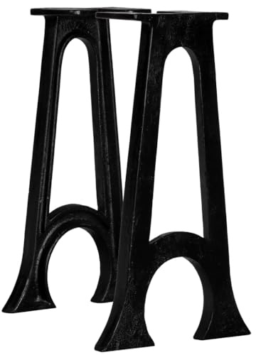 NiuBIKeLasI Lot de 2 pieds de banc avec pied bombé en A, en fonte noire, 25 x 41 cm, pour meubles DIY, table d'appoint, table console, style industriel