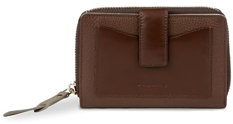 bugatti Viola Reißverschluss Damenbörse M aus Leder, Moderne Geldbörse mit RFID-Schutz, Cognac-grau