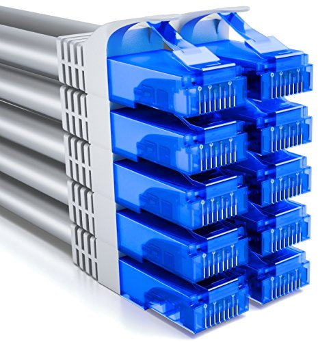 deleyCON 10x 2m CAT6 Juego de Cables de Red - U-UTP RJ45 CAT-6 LAN Cable Patch Cable Ethernet DSL Switch Router Módem Repetidor Patch Panel - Gris