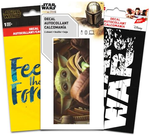 Star Wars Decals Set -- 3 Premium Star Wars Decal Stickers for Laptop, Car, MacBook (Yoda, Star Wars, X Wing) (Decal Set)