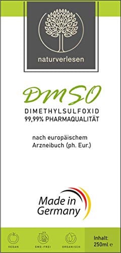 ❀ DMSO Dimethylsulfoxid 99,99% ph. Eur. (echte Pharmaqualität) in Apothekerflasche – 250ml (auch erhältlich in 100ml, 500ml & 1000ml)