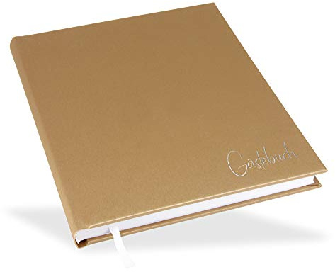 Marthiesens® Edles Gästebuch im Hardcover, 100 Blatt (200 Seiten) hochwertiges Papier, ideal für die Hochzeit, Taufe oder den Geburtstag, Format 21 x 25 cm, Farbe gold