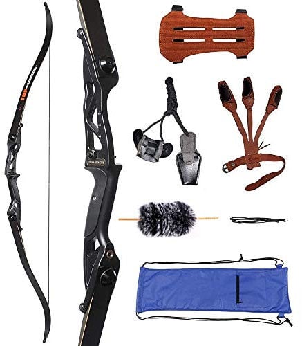 Huntingdoor 56 Takedown Recurvebogen Bogenschießen Bogen Set Erwachsene Sportbogen mit Zubehör 30-50 lbs Jagd Recurve langbogen für Anfänger Pfeil Zielübung (40Lbs)