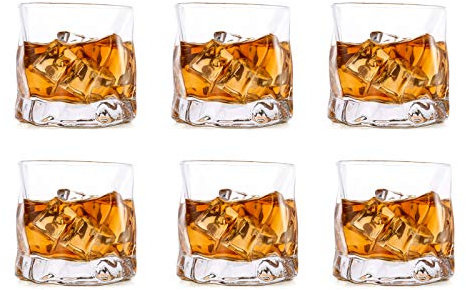Unregelmäßige Whiskygläser Set Mit 6 Gekippten Falten Scotch Glass 250Ml Modischer Whiskybecher Für Papa, Ehemann, Freunde, Glaswaren Für Bourbon/Rum/Barbecher