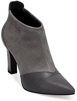 Coutgo Womens Ankle Booties Dress Boots Pointed Toe Stiletto High Heel Splicing Booties Shoes with Back Zipper