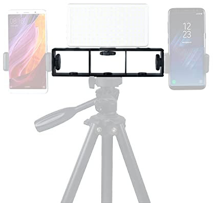 Walimex Pro Streaming Frame Multifunktionshalter I 2 Blitzschuhanschlüsse + jeweils 3X 1/4 Zoll Gewinden & Schrauben I zur Befestigung von Kamera, Mikrofon, LEDs und Blitzgeräten I belastbar bis 3kg