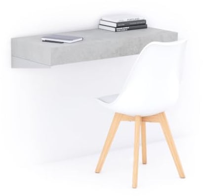 Mobili Fiver, Scrivania sospesa a muro Evolution 90x40, Grigio Cemento, Made in Italy