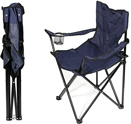 HUOLE Chaise de Plage, Jardin Chaise de Camping Pliante Enfant, Fauteuil Pliable Portable Petite Taille Chaise de pêche Pliante avec Porte-gobelet,Bleu marine-1PC