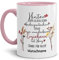 Tassendruck Personalisierbare Tasse für Erzieherin - Hinter jedem Kind Steht - Blumen Abschiedsgeschenk Erzieherin, Tasse mit Name Personalisieren | 300ml, Innen & Henkel Rosa